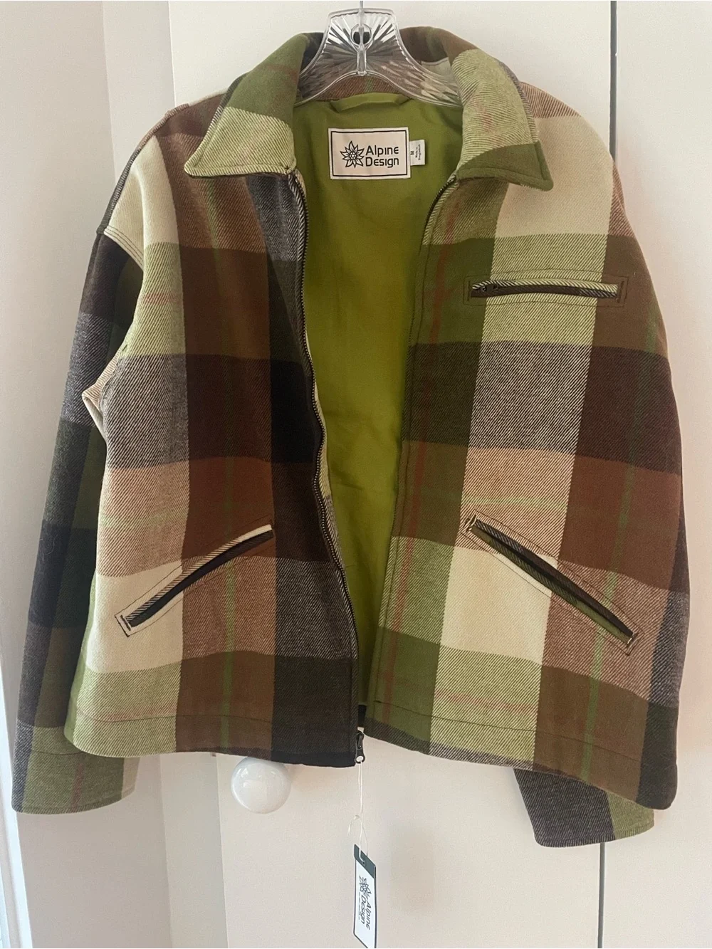 Alpine Design Green & Brown Plaid Zip-Front Shirt Jacket